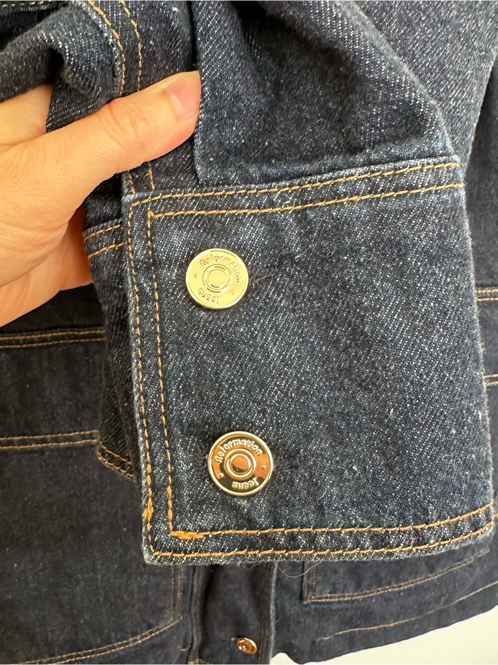 Reformation Archer Denim Jacket Size Small Chore Barn Cotton Coastal Utility - Picture 7 of 9